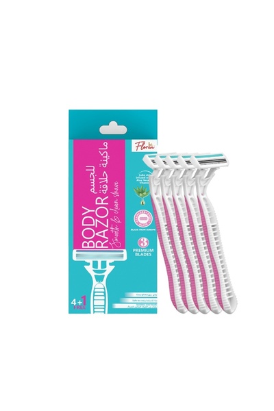 Floren Disposable Body Razors 5pk | Aloe & Vitamin E | 3 Premium Blades