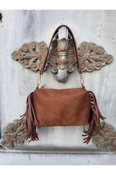 Tina İstanbul Γυναικεία τσάντα χεριού και ώμου με διπλό λουράκι από σουέντ με...