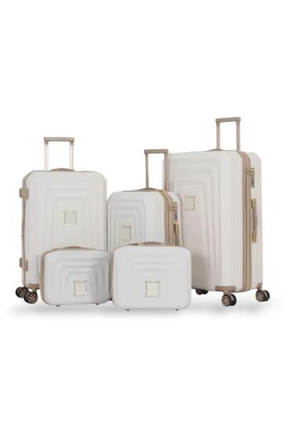 DİMA Dabsh Bride Travel Bag Set - 5 pieces, including 3 trolley bags and 2 makeup bags - with double covers - and an expansion zipper