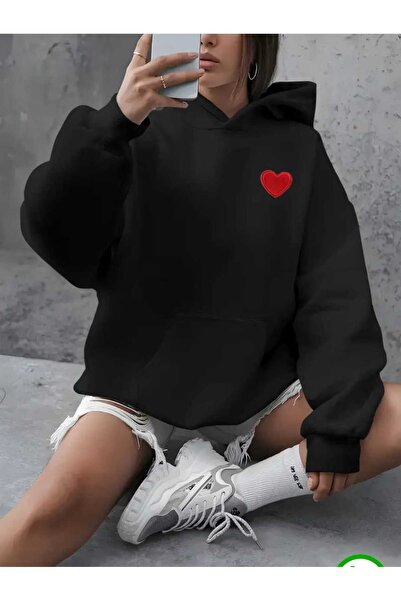 tkn your style Φούτερ με κουκούλα με σχέδιο RED HEART Trend Oversize