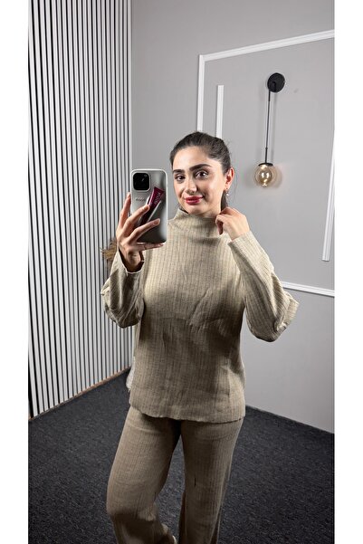 TEXXANA Striped Detailed Long Sleeve Knitwear Bottom Top 2-Piece Set