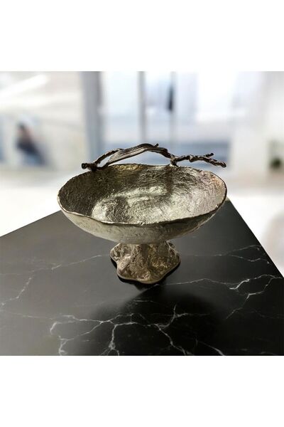 Invee 30X20 cm Oval Cast Aluminum Silver Fruit Bowl