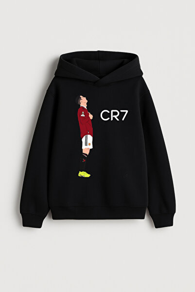 MODA Jucătorul de fotbal Ronaldo cu imprimeu Hanorac pentru băieți negru cu g...