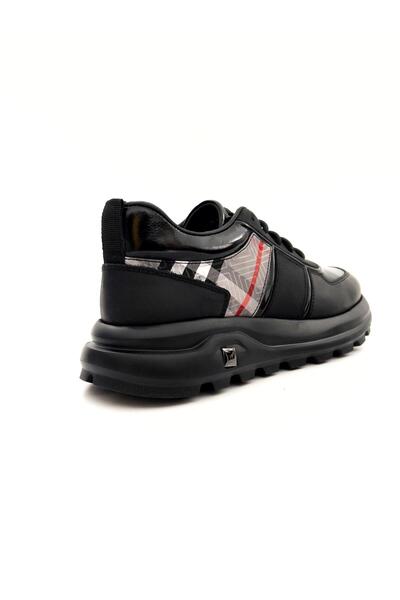 MARCOMEN 22043 Men's Genuine Leather Plaid Lace-Up Casual Shoes