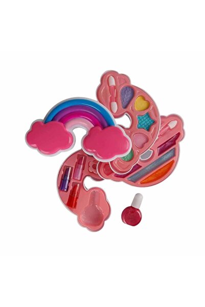 Genel Markalar Gökkuşağı Şekilli 3 Katlı Makyaj Güzellik Seti