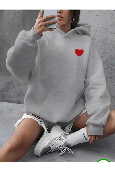 tkn your style Dizajn sa crvenim srcem, moderna velika majica sa kapuljačom