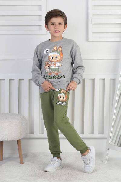 ARBİ kids Girl's Labubu Print Brushed Two-Thread Fabric Super Quality Full Mold