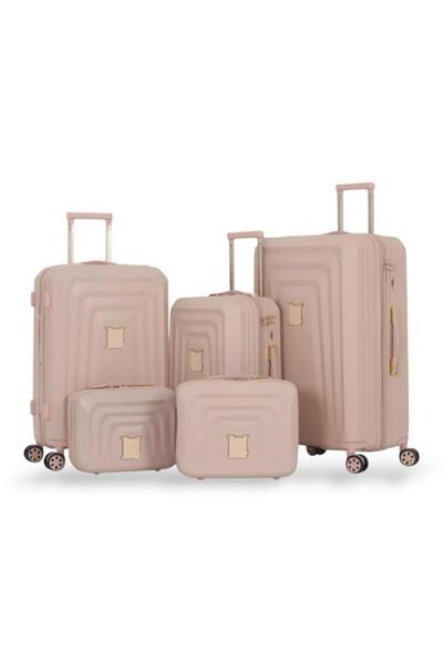 DİMA Dabsh Bride Travel Bag Set - 5 pieces, including 3 trolley bags and 2 makeup bags - with double covers - and an expansion zipper