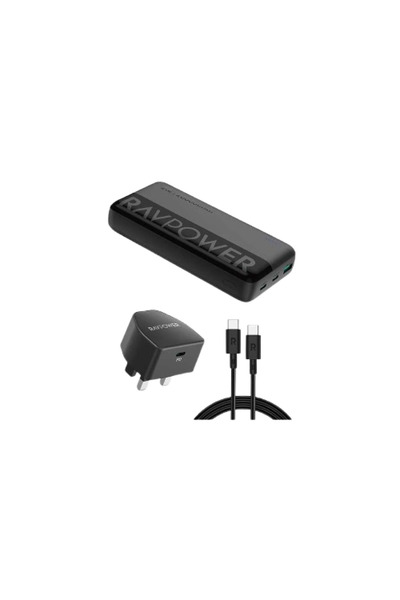 RavPower Package: 20W Battery 20000mAh + 20W Wall Charger + Type-C to Type-C Cable