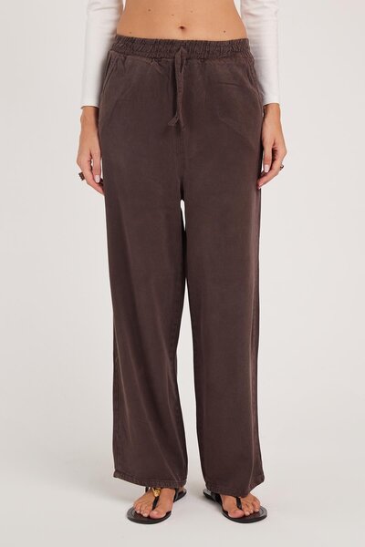 Tudors Women's Regular Fit Classic Cut Cotton Wide Leg Brown Jeans