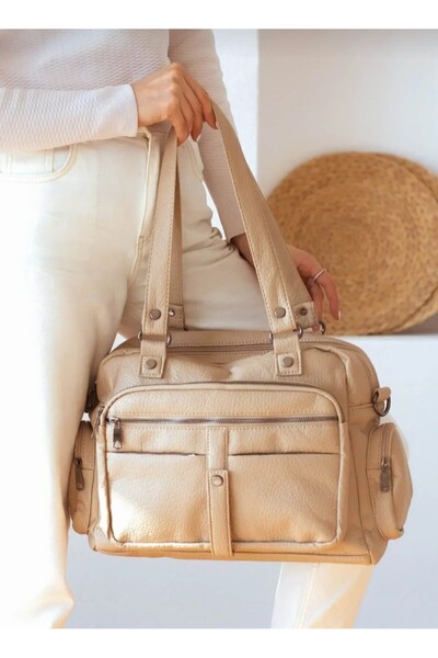 eflanmoda Polo Club Soft Leather Multi-Compartment Women's Hand and Shoulder Bag