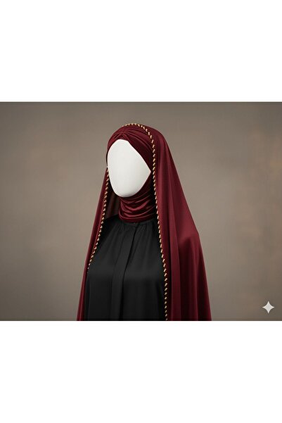 MERİT FASHION Kadife Kumaş Gold İşlemeli Bone&Duvak Takımı Hazır Duvak