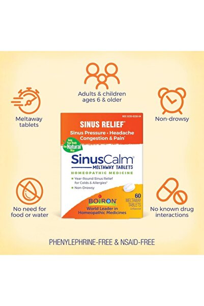 Boiron SinusCalm, Adjuvant in Ameliorarea Simptomelor Sinusale, 60 Tablete