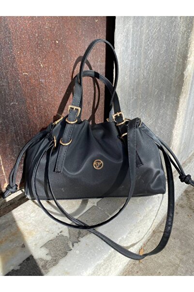 SHIKIRTI حقيبة كتف نسائية موديل كانجارو باللون الأسود مع فتحة مطاطية وإغلاق م...