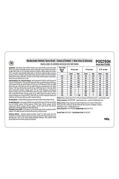 Neobreeder Holistik Tavuk & Ördek Tahılsız Yavru Kedi Maması 10 Kg