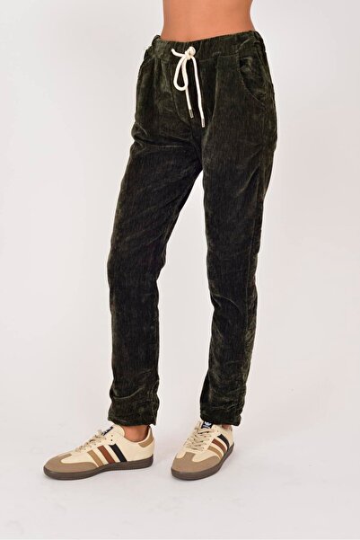 Park Moda 21993 Velvet Pants with Elastic Waist