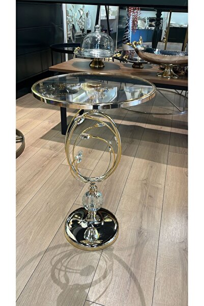 P&ORA PREMIUM KITCHEN PRODUCTS P&ORA TEK KİSİLİK GOLD SEHPA 58 cm boy 35 cm çap