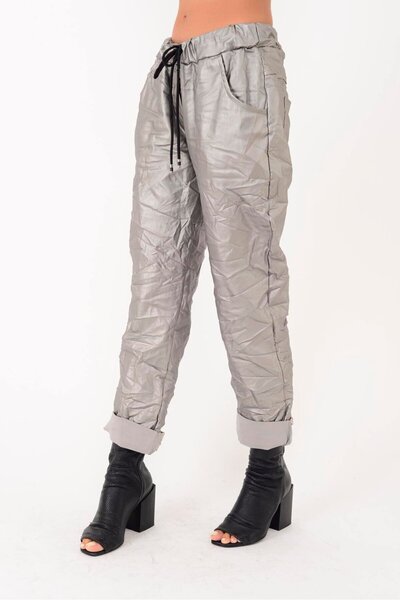 Park Moda 22078 Faux Leather Pants with Elastic Waist