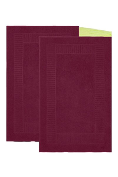 OEM Set of 2 x Bath Mats 100% Cotton, 50 x 80 Cm, Burgundy
