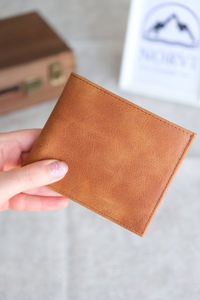 Norvi Leather محفظة رجالية من الجلد الطبيعي مع حامل بطاقات وسحاب مخفي