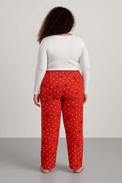 Pemilo Women's Plus Size 401 Pocket Fleece Single Bottom Red