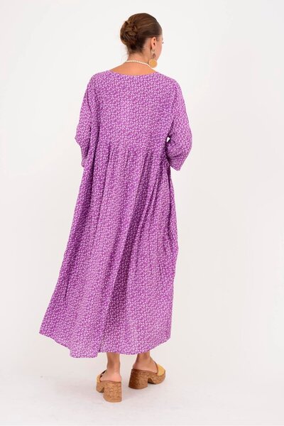 Park Moda An164 Three Buttons Bold Flower Pattern Dress