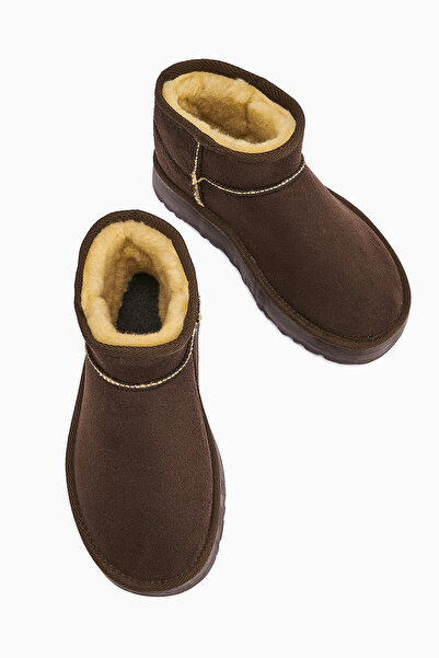 Limoya Lilly-Anne Kahve Süet İçi Kürklü Kısa Bot