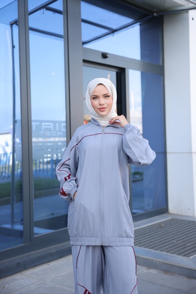 Ryzi Moda Women's Hijab Sports Tracksuit Set Double