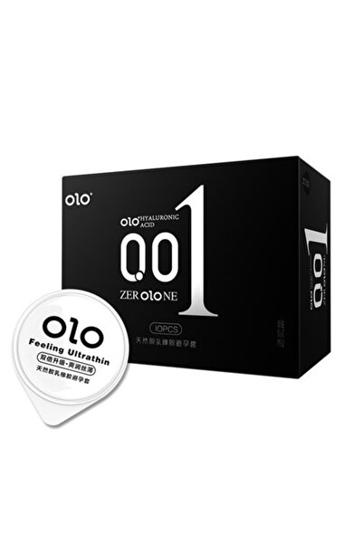 OLO Σετ 10 προφυλακτικών, OLO, μαύρο Zero One, λάτεξ, με υαλουρονικό οξύ, εξαιρετικά λεπτό, 0,01 mm