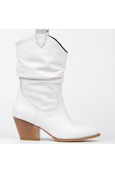 BERFONA Tokyo White Leather 6 cm Heel Dallas Boots Bottie