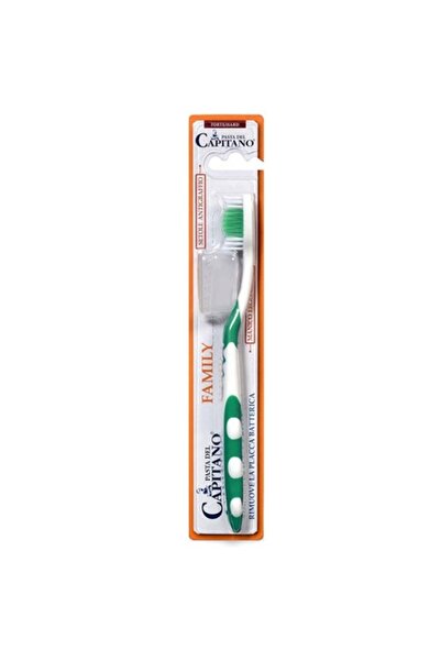 Pasta Del Capitano Classic Toothbrush, Pasta Del Capitano, Family, Multi-Protection, Cap Included, Hard Bristles, Green