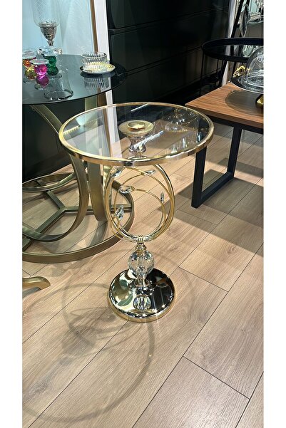 P&ORA PREMIUM KITCHEN PRODUCTS P&ORA TEK KİSİLİK GOLD SEHPA 58 cm boy 35 cm çap