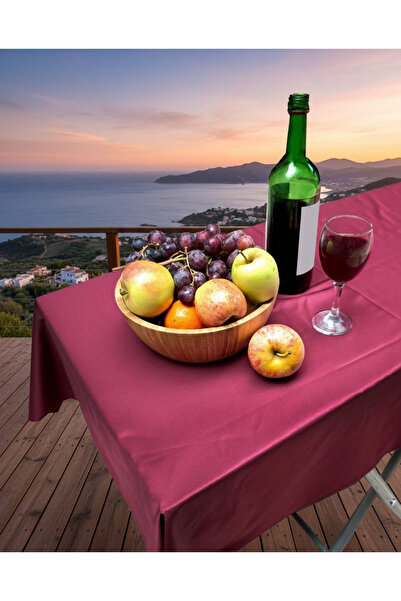 Exve Exclusive Burgundy Plain Happy Cotton Woven Eco-Friendly Camping Caravan Tablecloth 120 cm