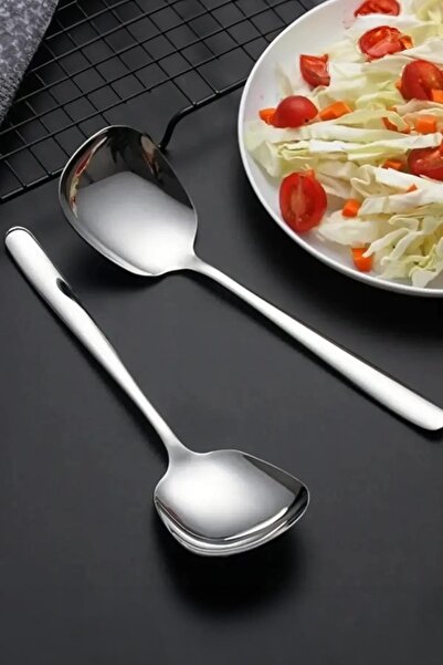 Depa ملعقة تقديم صغيرة من الفولاذ المقاوم للصدأ مقاس 20 سم، ملعقة تقديم للسلط...