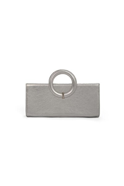 ANNA FELLINI Women's leather bag, ANNA FELLINI, Nancy, silver, 34 x 5 x 15 cm