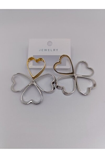RP COMPANY Silver,''Lucky Clover'' Premium Steel Earrings with Chain