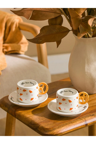LC Waikiki Lcw Home Mixed Printed 2-Person Porcelain Coffee Cup Set 100 ml