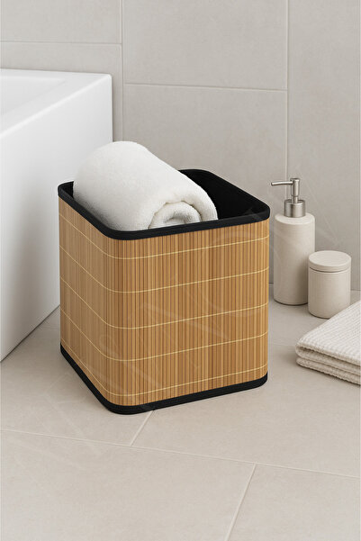 NEWNOW Doğal Bambu Çok Amaçlı Sepet – Banyo ve Ev Düzenleyici Siyah