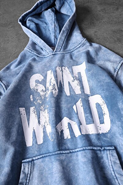 Slatra Ανδρικό φούτερ Blue Star Special Washed oversized με κουκούλα