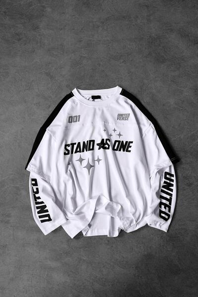 Slatra Men's White Stand as One Oversize Sweatshirt
