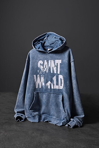 Slatra Ανδρικό φούτερ Blue Star Special Washed oversized με κουκούλα