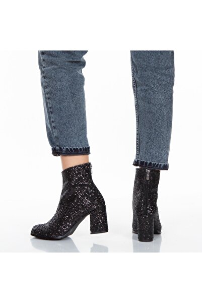 BERFONA Star Siyah Taşlı Topuklu Bot Bottie