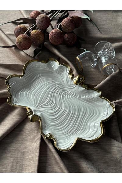 Meri Ev Gereçleri Albero Rectangular Gold Presentation Plate