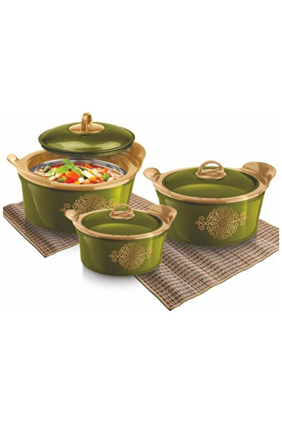 Rashi Gold Star Premium Insulated Casserole Set of 3 Pieces-1200ml,2000ml, and 3000ml, Green