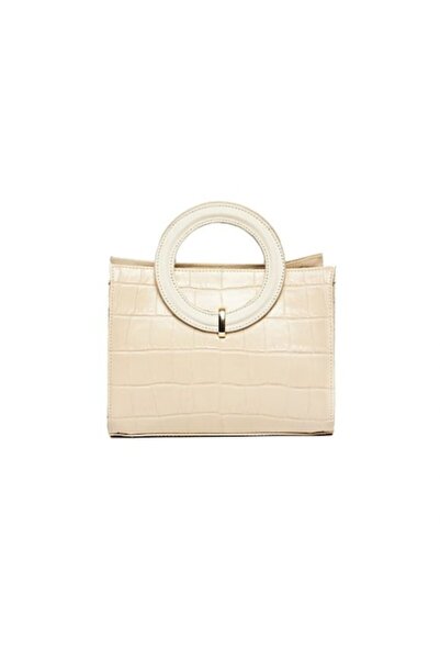 ANNA FELLINI Geanta dama piele, ANNA FELLINI, Olivia, bej, 22x10x17 cm