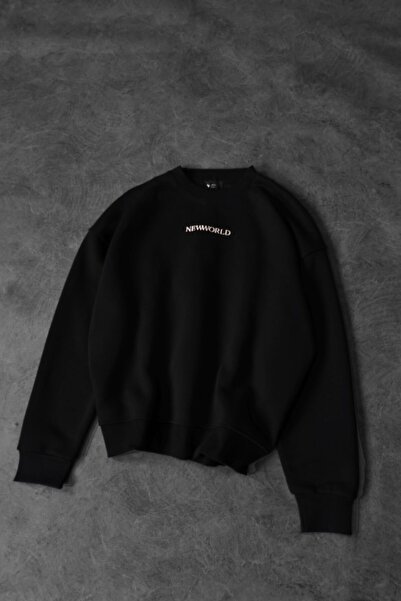 Slatra Men's Black New World Patchli Oversize Sweatshirt