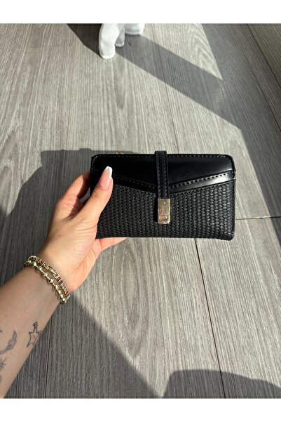 yako Средно голям дамски портфейл със зелен плетен мотив, цип и отделения за ...