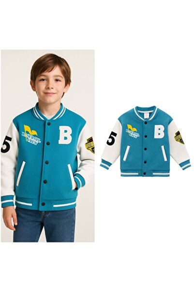 La ciel Paris سترة بومبر للأطفال من الجنسين من القطن باللون الفيروزي مع طباعة...