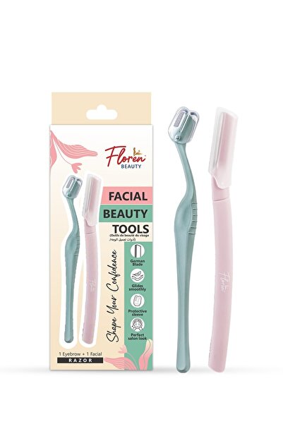 Floren Facial & Eyebrow Razor Set | 2 German Blade Razors with Protective Sleeve