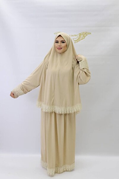 ALDAİR Double Piece Women's Hijab Embroidered Prayer Dress Anti-Sweat Prayer Clothing